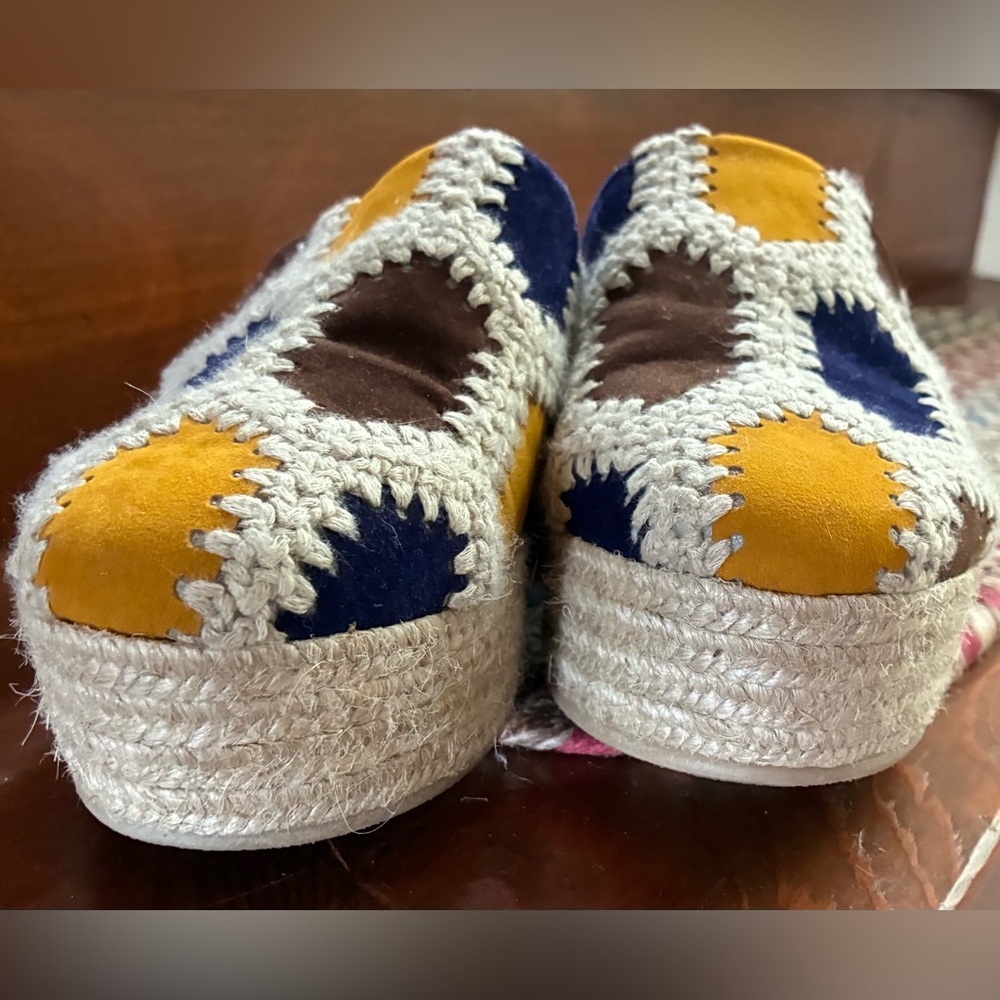 Gaimo Patchwork Suede Espadrille Clogs Women’s size EU37 US6.5 Made in Spain - Picture 3 of 16